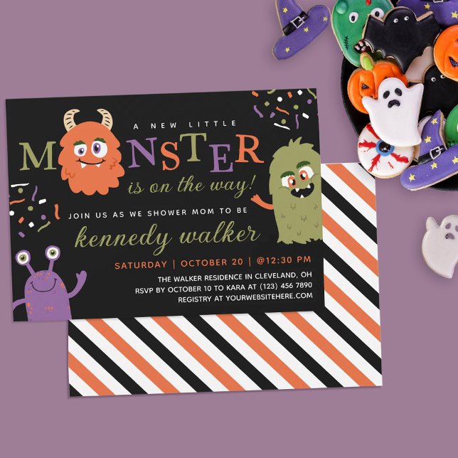 Invitation Fête de naissance de bébé Little Monster Halloween (Créateur téléchargé)
