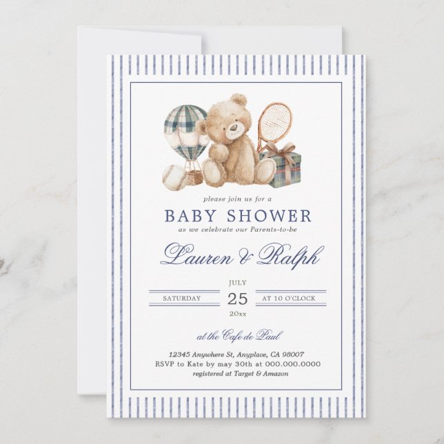 Invitation Fête de naissance de bébé ours polaire Préparatifs (Devant)