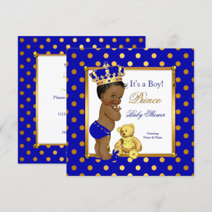 Invitation Fête de naissance de bébé prince garçon Bleu royal
