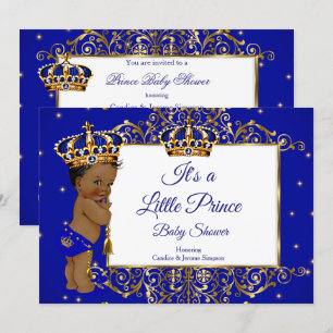 Invitation Fête de naissance de bébé prince garçon Royal Bleu