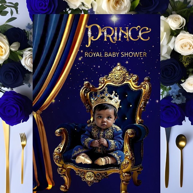Invitation Fête de naissance de bébé prince royal ethnique Ch (Créateur téléchargé)