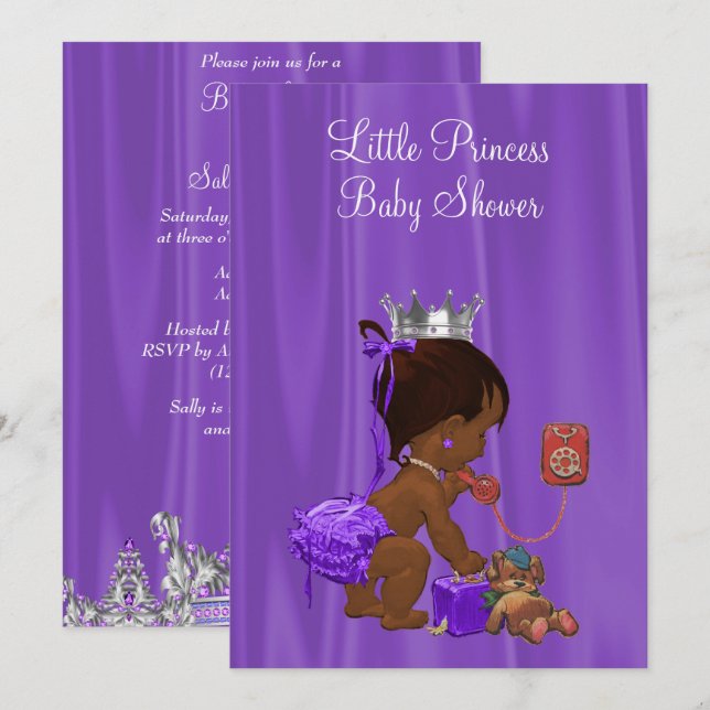 Invitation Fête de naissance de bébé princesse ethnique (Devant / Derrière)
