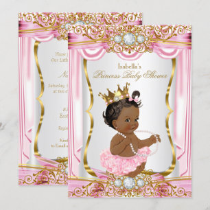 Invitation Fête de naissance de bébé princesse ethnique Rose