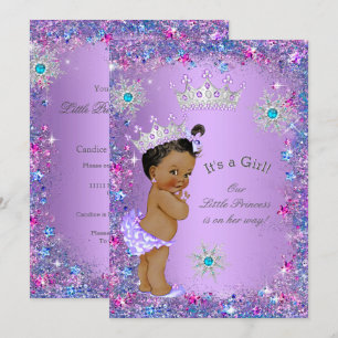 Invitation Fête de naissance de bébé princesse ethnique Rose 