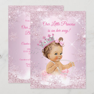 Invitation Fête de naissance de bébé princesse flocon de neig