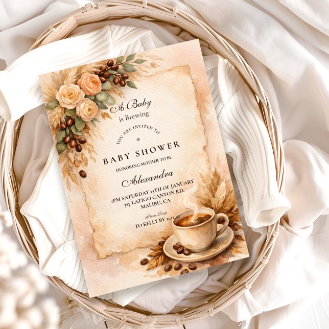 Invitation Fête de Naissance de Bébé : Un Bébé se Prépare Caf (Créateur téléchargé)