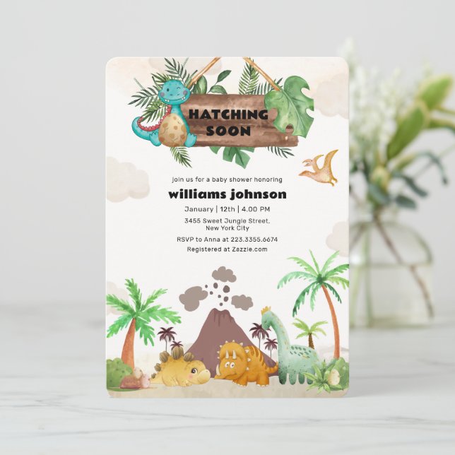 Invitation Fête de Naissance de Bébé Volcan Tropical qui Fait (Debout devant)