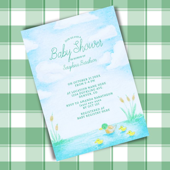 Invitation Fête de naissance de canard colvert adorable (Créateur téléchargé)