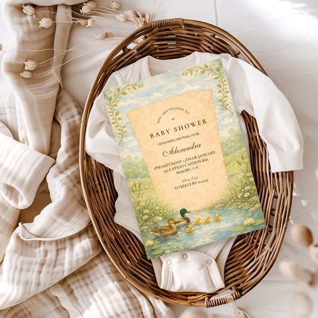Invitation Fête de naissance de canard de bois (Créateur téléchargé)