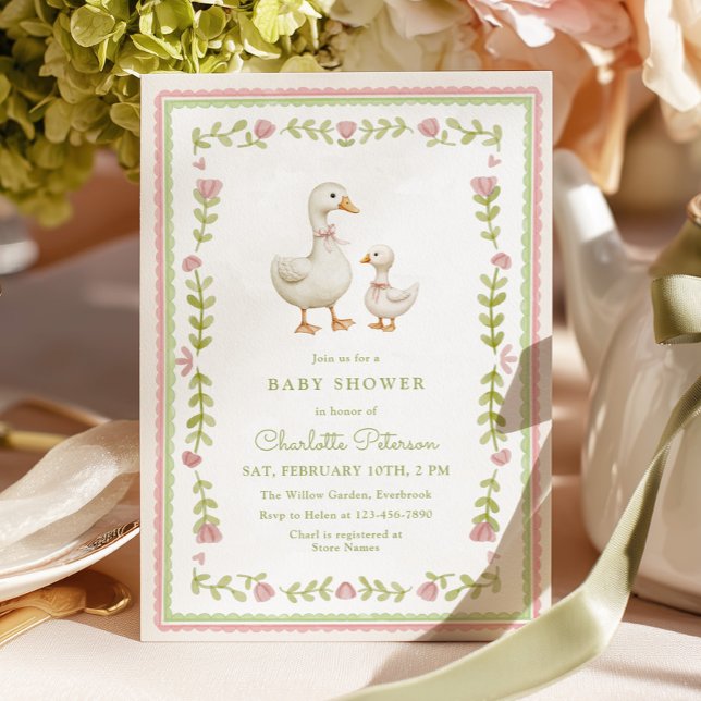 Invitation Fête de naissance de caneton rose fantaisiste (Créateur téléchargé)