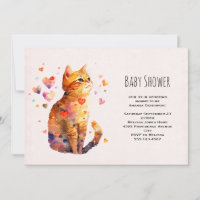 Fête de naissance de chat tigré mignon avec des cœ