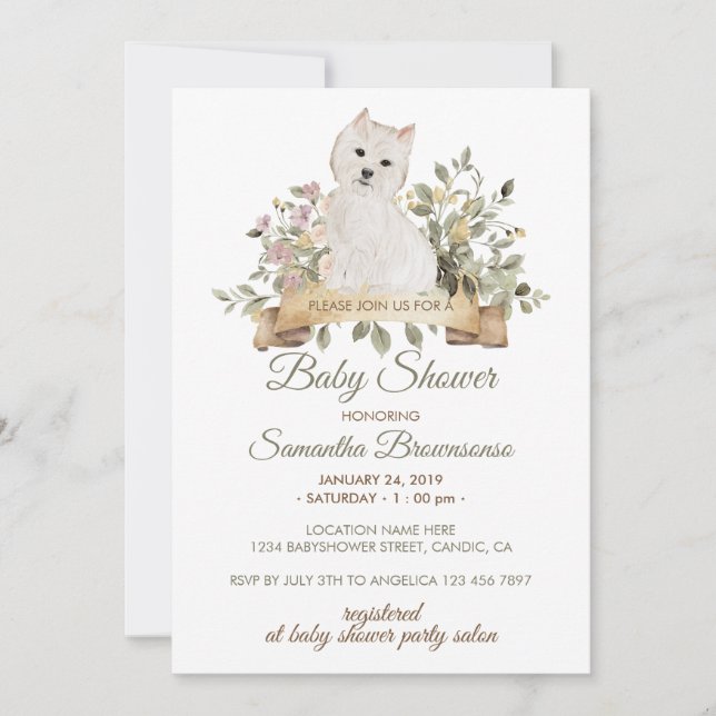 Invitation Fête de naissance de chiots West Highland White Te (Devant)