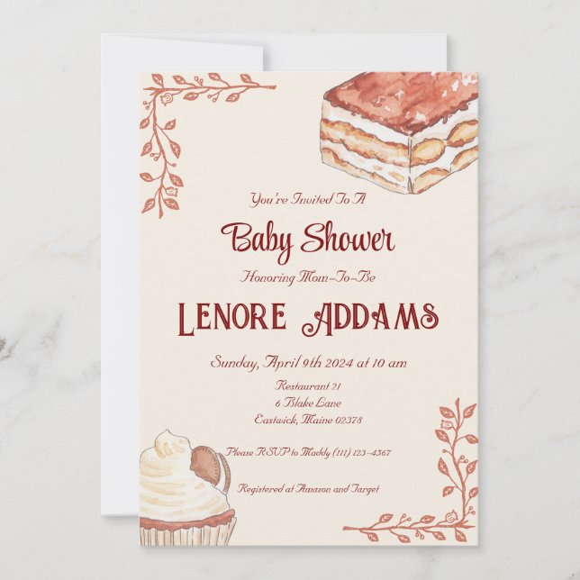Invitation Fête de Naissance de Dessert Italien Café Européen (Devant)