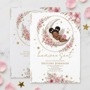 Invitation Fête de naissance de fille afro boho ange