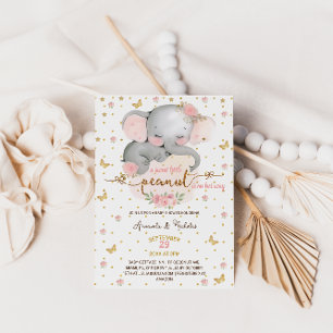 Invitation Fête de naissance de fille aux éléphants floraux