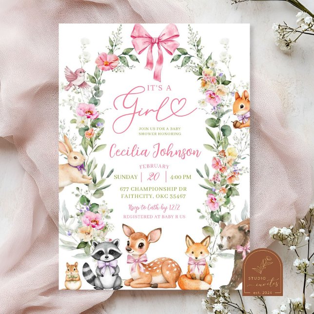 Invitation Fête de naissance de fille dans une forêt verdoyan (Créateur téléchargé)