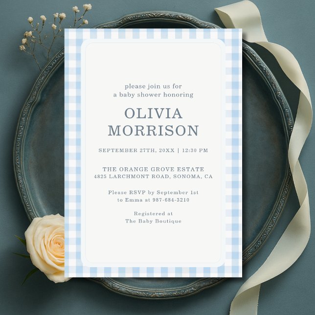 Invitation Fête de naissance de garçon à carreaux bleus (Créateur téléchargé)
