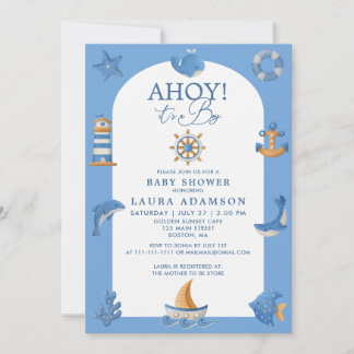 Invitation Fête de Naissance de Garçon Ohé Marin Nautical