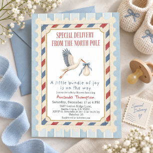 Invitation Fête de naissance de garçon Spécial Livraison Pôle