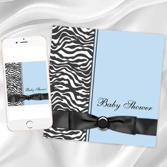 Invitation Fête de naissance de garçon Zèbre (Boy zebra baby shower invitation. Instant download and printed invitations available.)