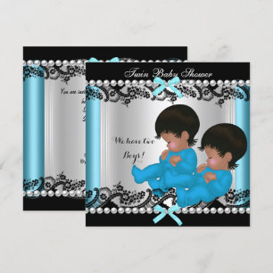 Invitation Fête de naissance de jumeaux afro-américains garço
