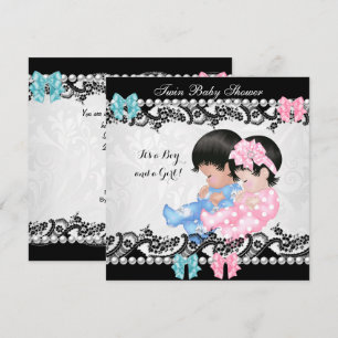 Invitation Fête de naissance de jumeaux Bébé fille mignonne R
