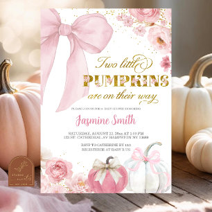 Invitation Fête de naissance de jumeaux citrouille florale co