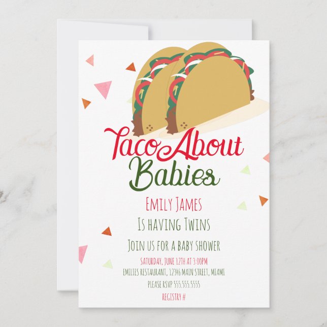Invitation Fête de naissance de jumeaux Deux Tacos (Devant)