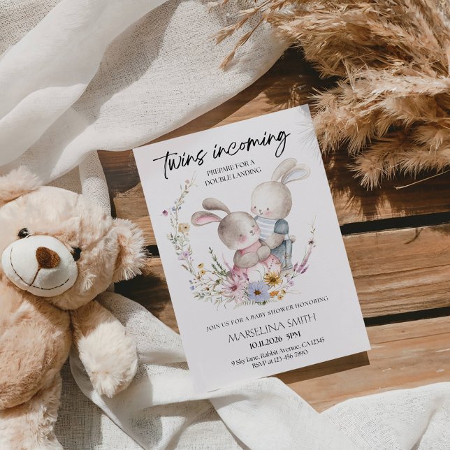 Invitation Fête de Naissance de Jumeaux - Fête de Bébé Jumeau (Créateur téléchargé)