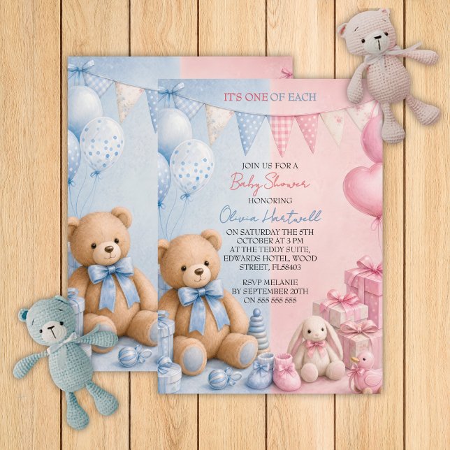 Invitation Fête de Naissance de Jumeaux Fille et Garçon (Créateur téléchargé)