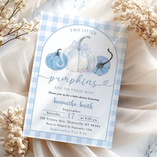 Invitation Fête de naissance de jumeaux garçon citrouille pre (Créateur téléchargé)