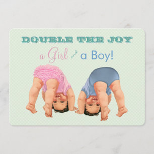Invitation Fête de naissance de jumeaux garçon et fille
