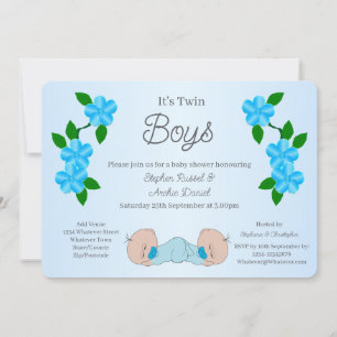 Invitation Fête de naissance de jumeaux garçons
