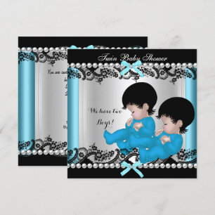 Invitation Fête de naissance de jumeaux garçons Bébés garçons