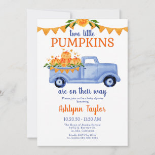 Invitation Fête de naissance de jumeaux garçons Little Pumpki