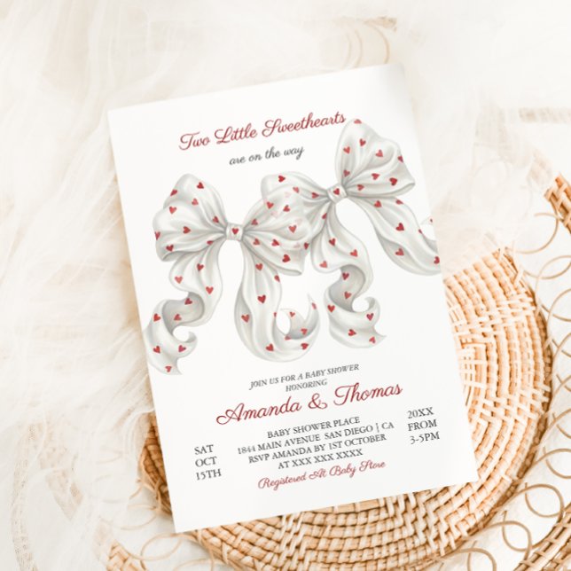 Invitation Fête de naissance de jumeaux pour la Saint-Valenti (Créateur téléchargé)