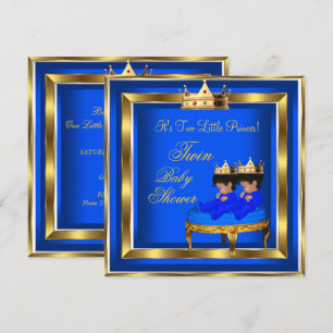 Invitation Fête de naissance de jumeaux Prince Bébé Couronne 