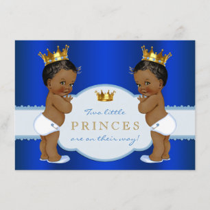 Invitation Fête de naissance de jumeaux Prince Royal Afro-Amé