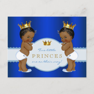 Invitation Fête de naissance de jumeaux Prince Royal Afro-Amé