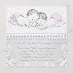 Invitation Fête de naissance de jumelles