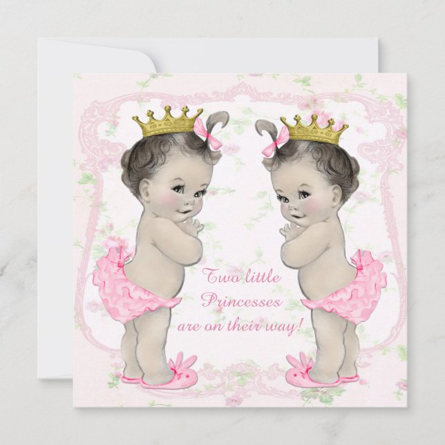 Invitation Fête de naissance de jumelles (Devant)