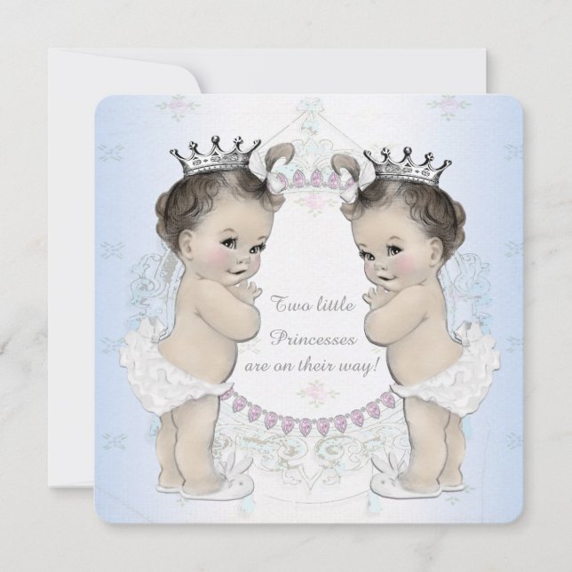 Invitation Fête de naissance de jumelles adorables (Devant)