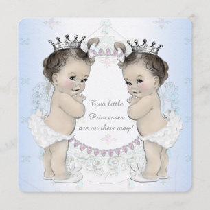 Invitation Fête de naissance de jumelles adorables