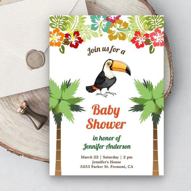 Invitation Fête de naissance de la jungle tropicale Toucan (Créateur téléchargé)