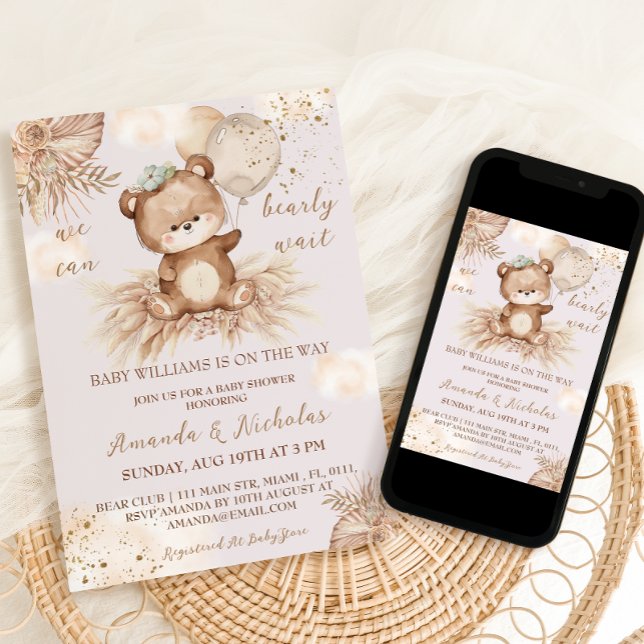 Invitation Fête de naissance de la petite fille aux fleurs et (Créateur téléchargé)