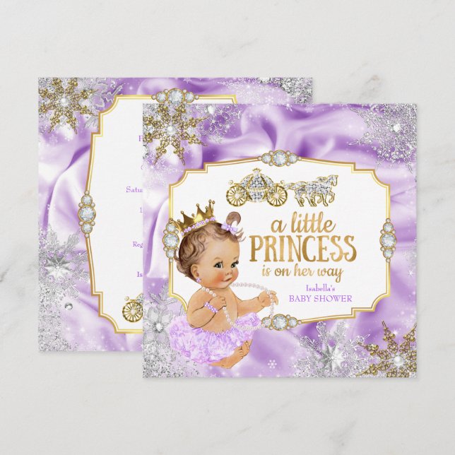 Invitation Fête de Naissance de la Princesse au Carrosse Viol (Devant / Derrière)