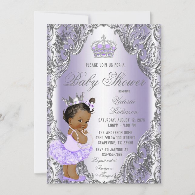 Invitation Fête de naissance de la princesse au tutu argent p (Devant)