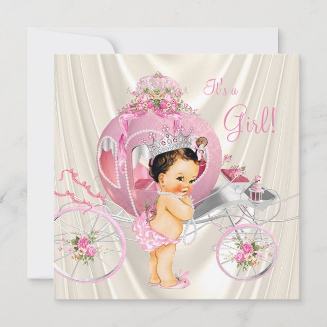 Invitation Fête de naissance de la princesse aux perles roses (Devant)