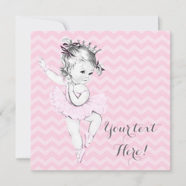 Invitation Fête de naissance de la princesse ballerine rose (Devant)