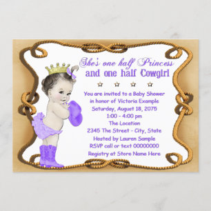 Invitation Fête de naissance de la princesse cowgirl violette